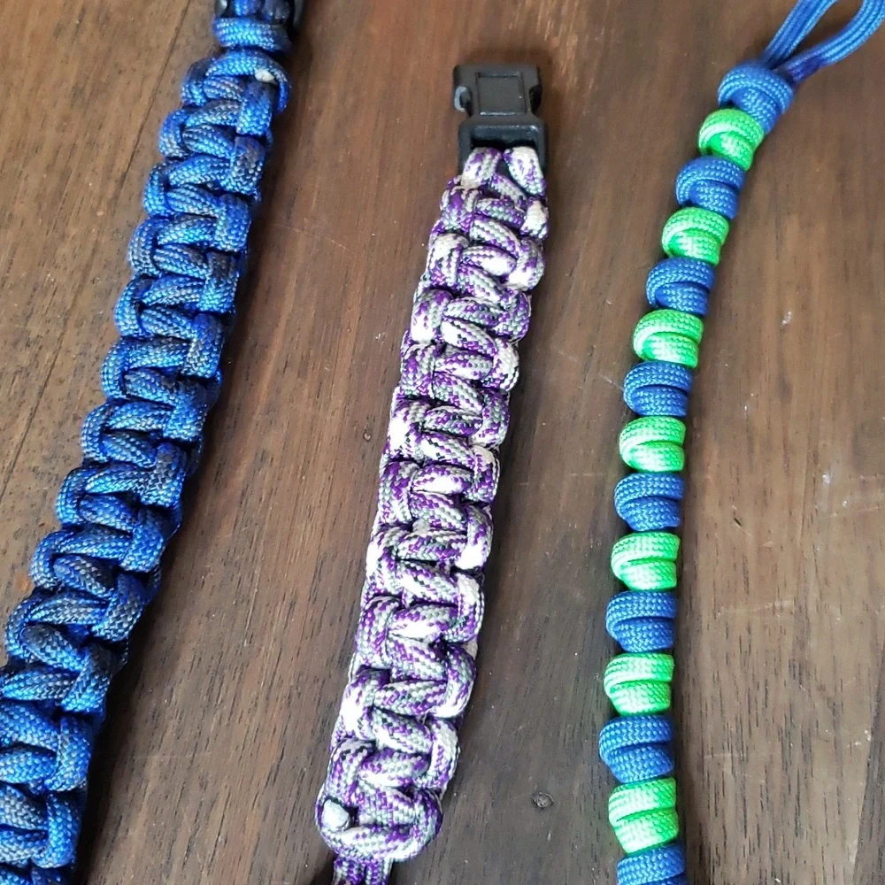 Bundle Handmade Paracord Woven Bracelets Keychains